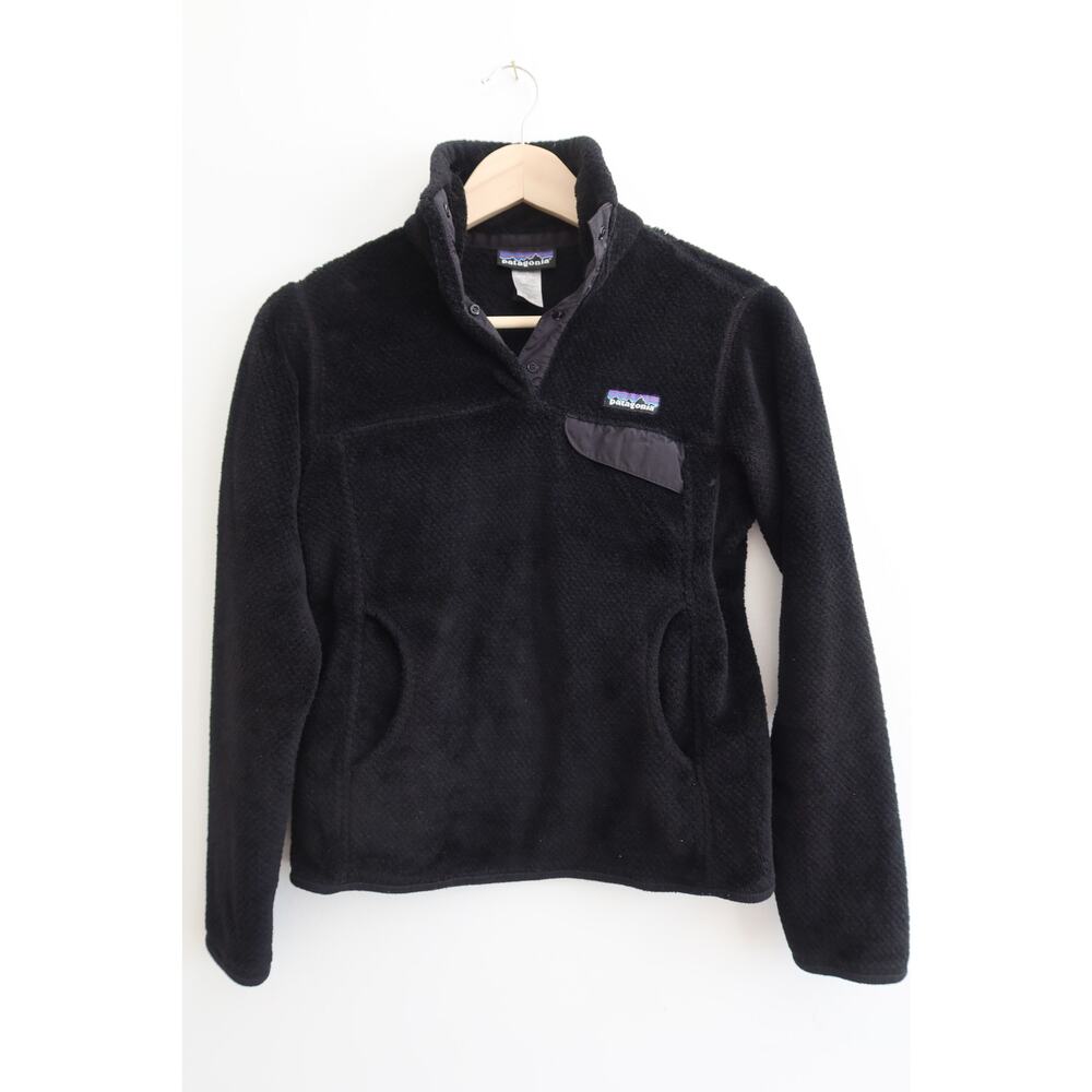 Patagonia Re-Tool Snap-T Fleece Pullover Black Women's X-Small EUC!